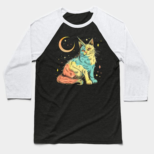 Caticorn Baseball T-Shirt by OscarVanHendrix
